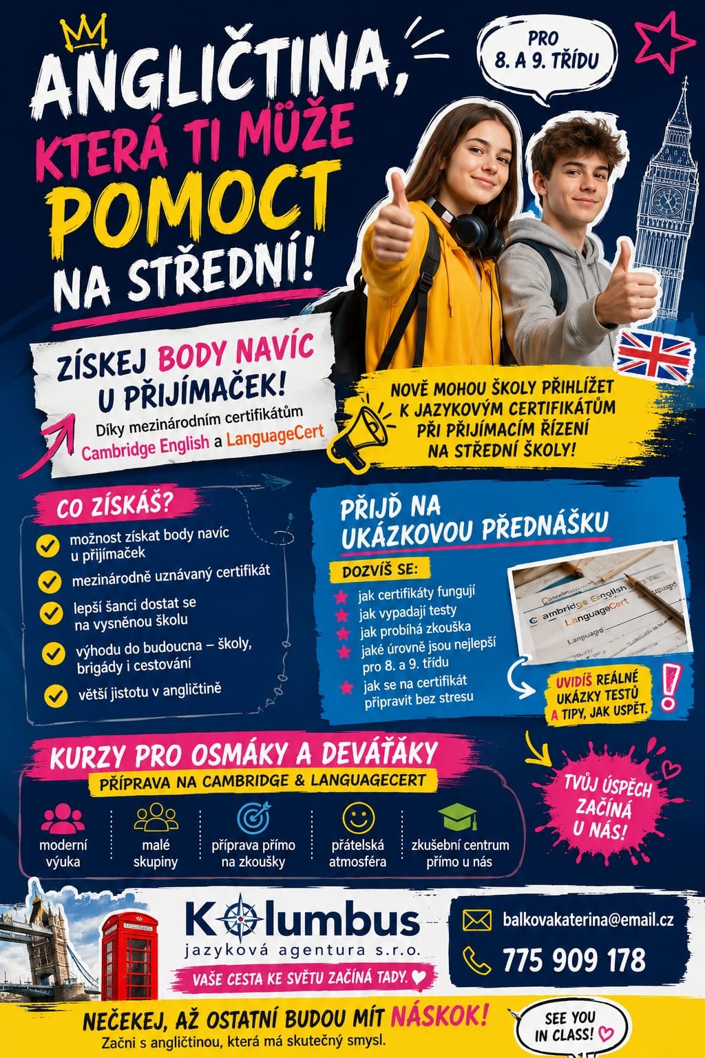 Angličtina a jazykové certifikáty pro osmou a devátou třídu