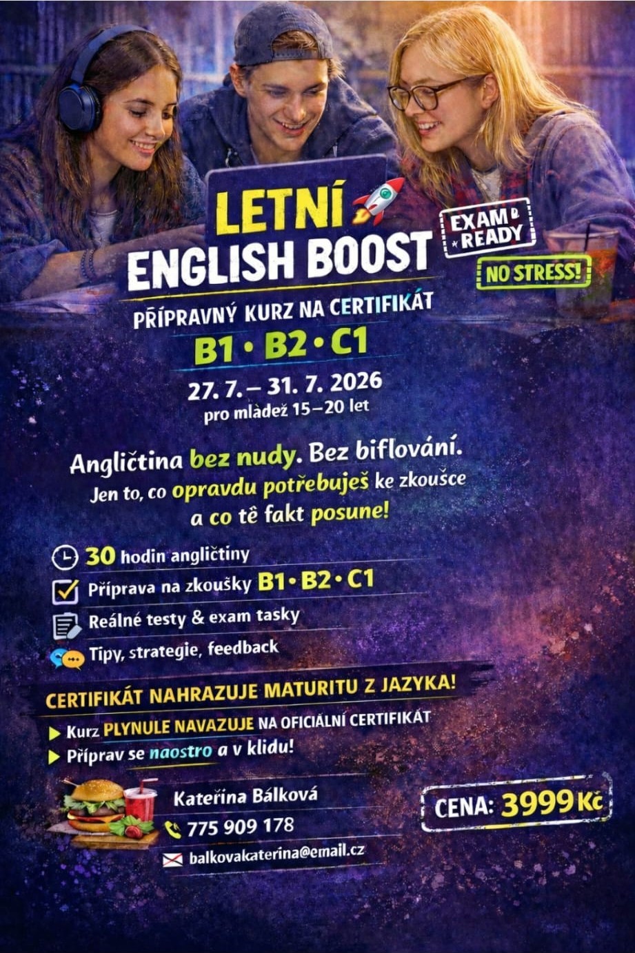 Letní English Boost, přípravný kurz na certifikát